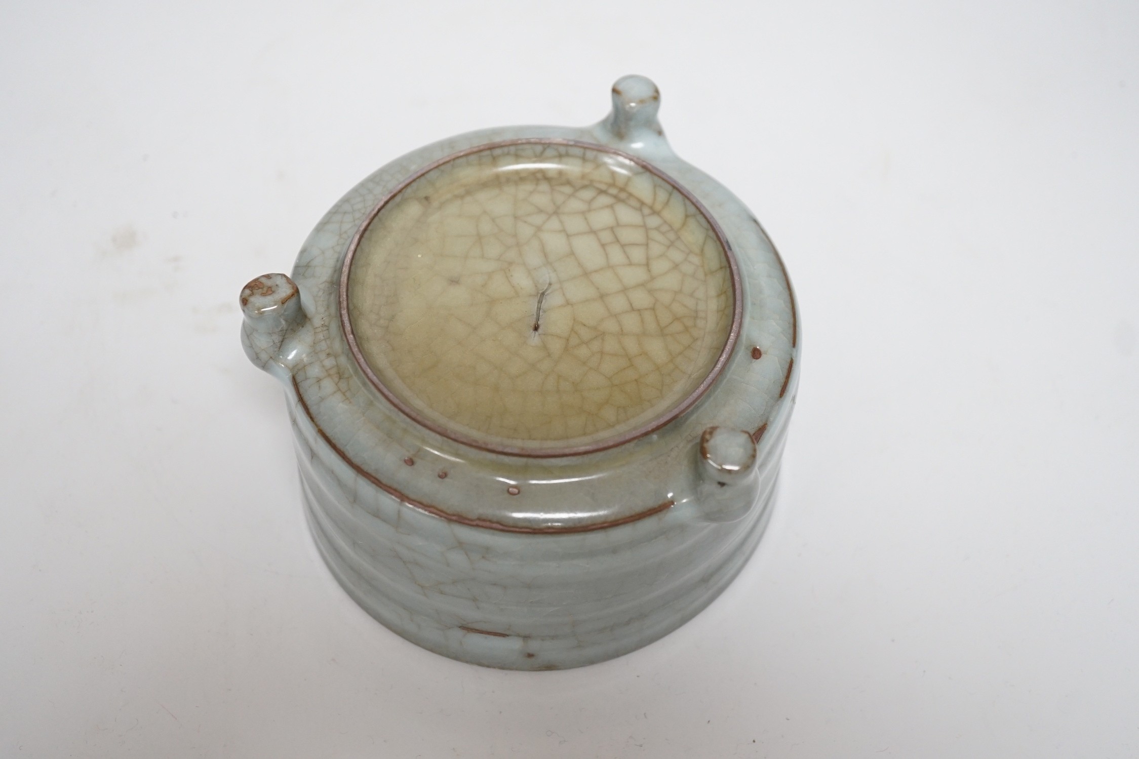 A Chinese Guan type cylindrical censer, diameter 13cm